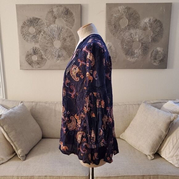 Free People "Just the Two of Us" Floral Tunic - size XS in Blue - Picture 10 of 15